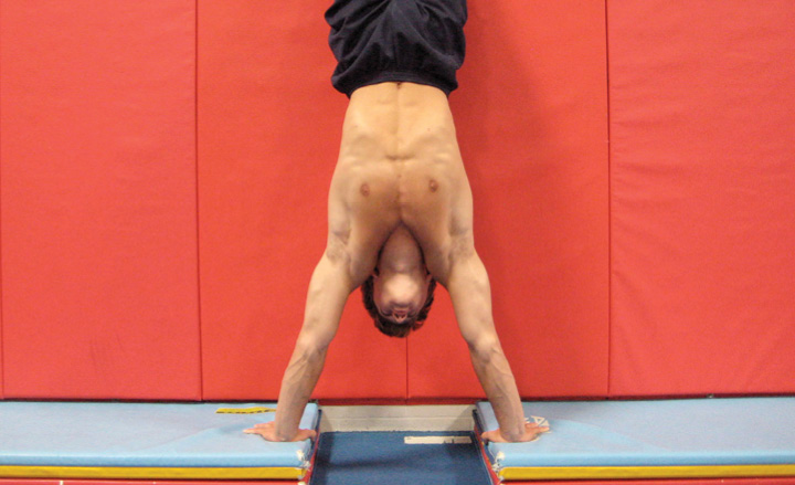 Elevated Headstand Push-Up Beginning