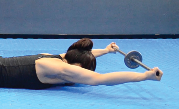 Prone Under Grip Weighted Shoulder Dislocate End