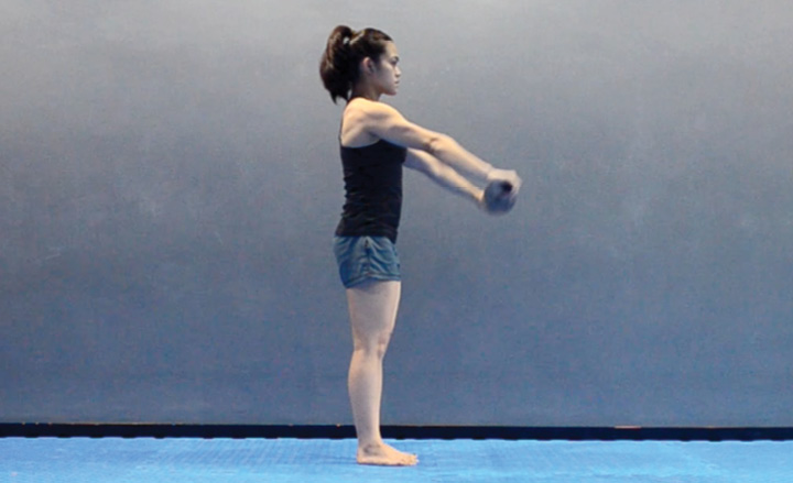 Standing Weighted Over Grip Shoulder Dislocate Beginning