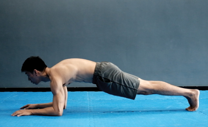 Forearm Plank Posterior Pelvic Tilt Beginning