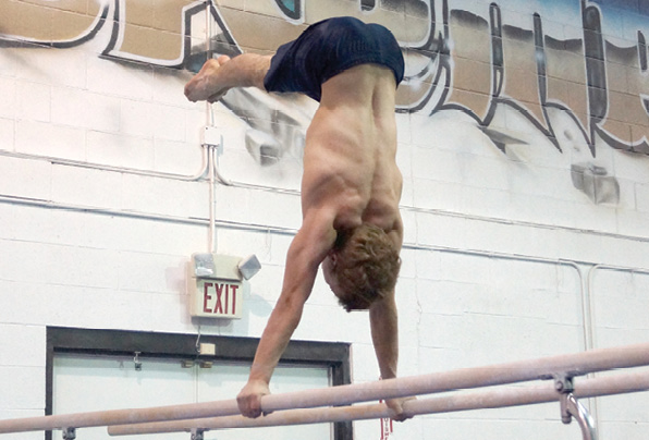 Standing Parallette Pike Press Handstand to L-Sit