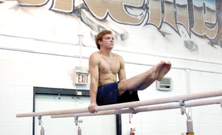 Standing Parallette Pike Press Handstand to L-Sit End