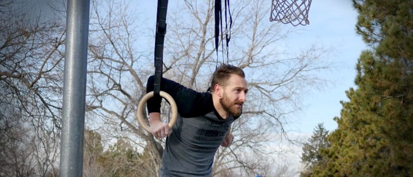 Ring dips for muscle-up and upper body strength.