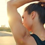 Athlete demonstrates a stretch prior to working out.